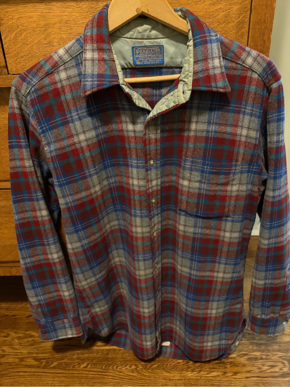 Pendleton Men's Red & Blue Plaid Wool Shirt